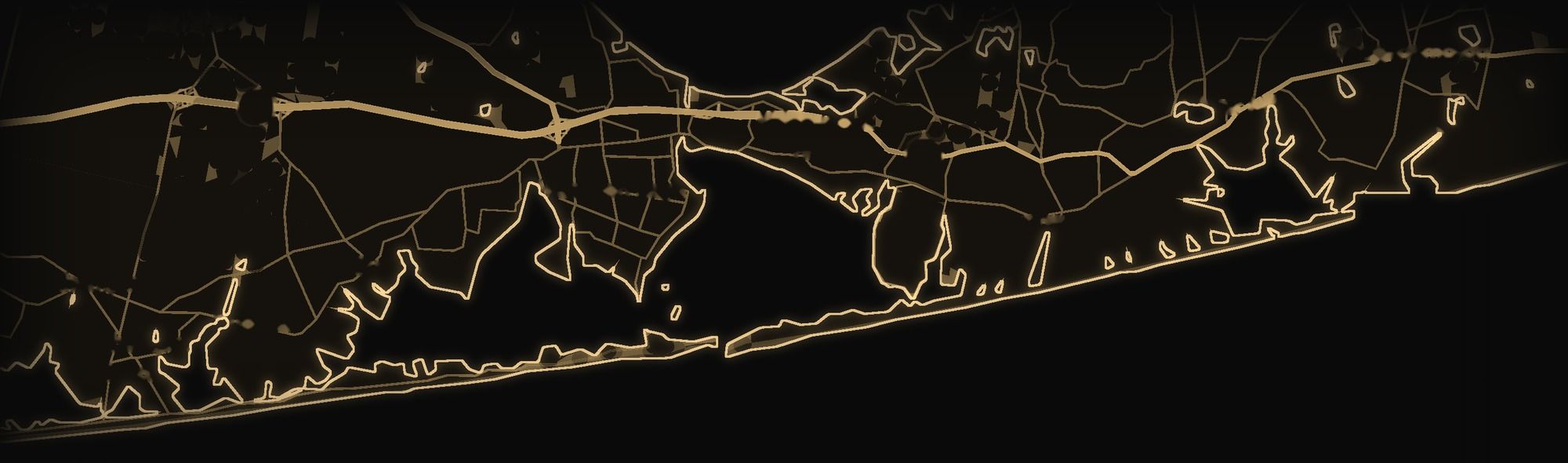Illuminated map of the South Fork of Long Island, from Speonk to East Hampton